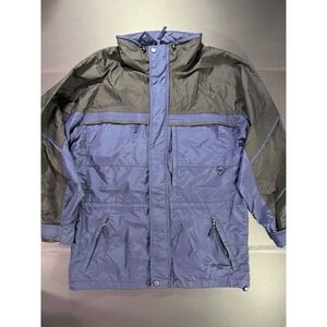 Columbia Jacket Men's M Full Zip Multi‎ Pockets Snap Buttons Outdoor Blue Black